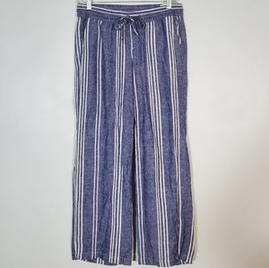 Old Navy Linen Chambray Striped Wide Leg Pants